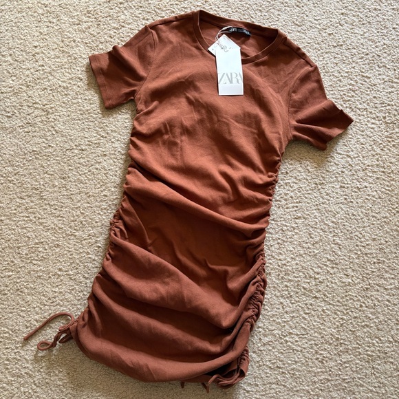 Zara Ruched Ribbed Dress - Picture 2 of 7